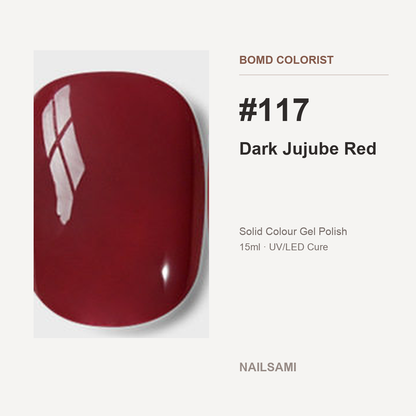 BOMD Colorist #117 Dark Jujube Red solid colour gel polish swatch