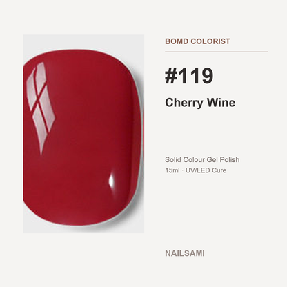 BOMD Colorist #119 Cherry Wine solid colour gel polish swatch