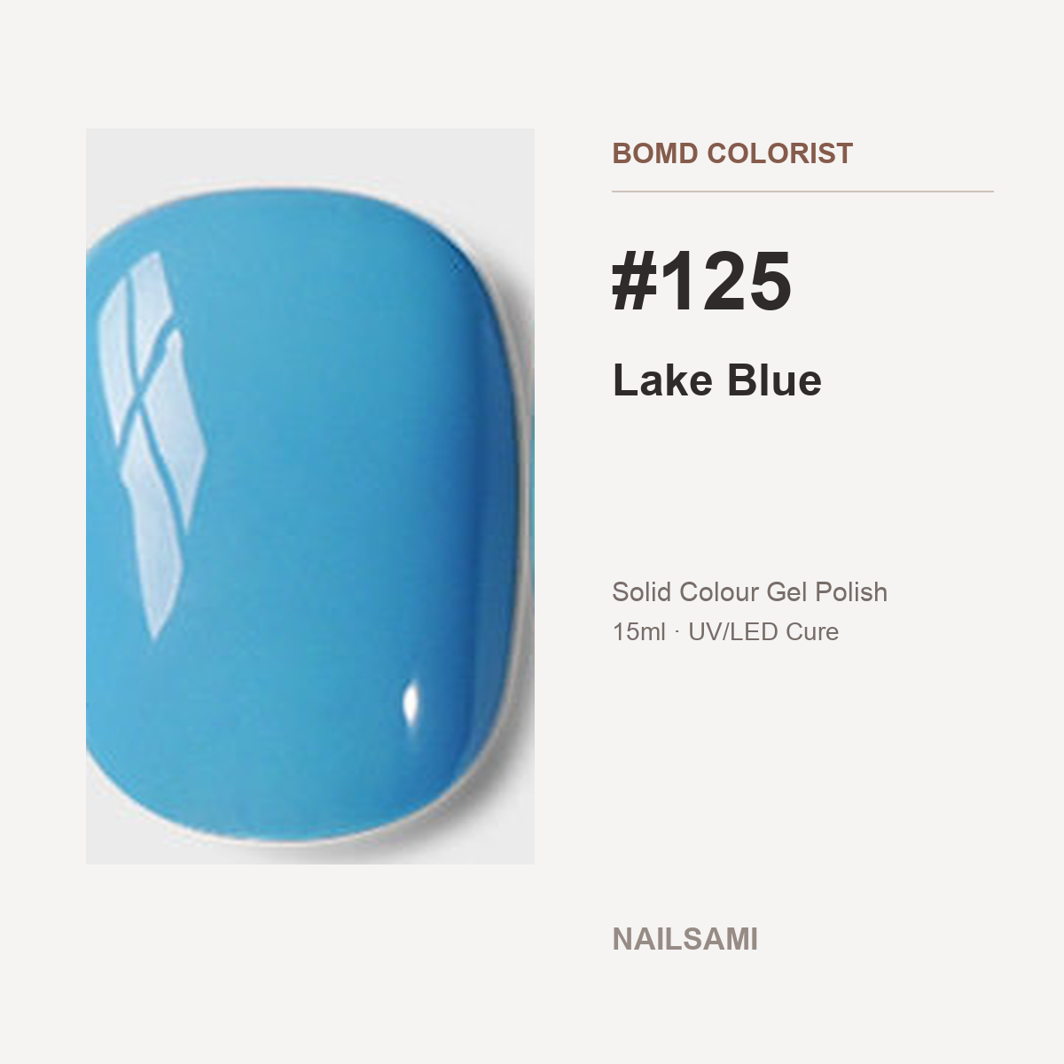 BOMD Colorist #125 Lake Blue solid colour gel polish swatch