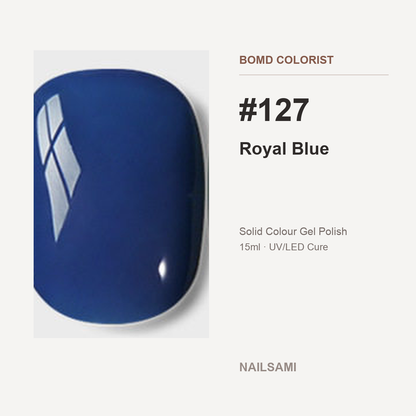 BOMD Colorist #127 Royal Blue solid colour gel polish swatch
