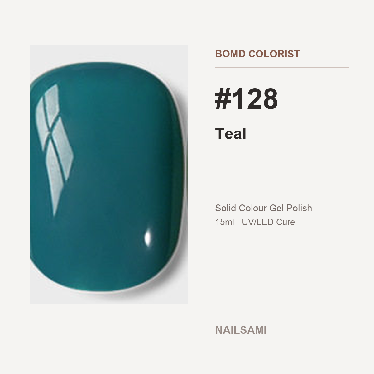 BOMD Colorist #128 Teal solid colour gel polish swatch