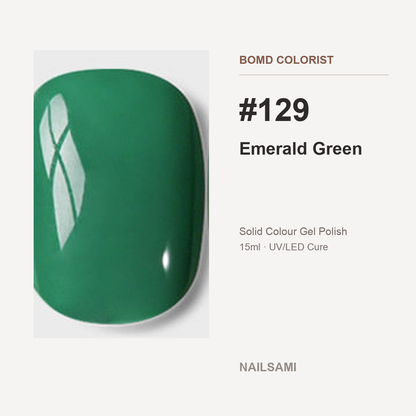 BOMD Colorist #129 Emerald Green solid colour gel polish swatch