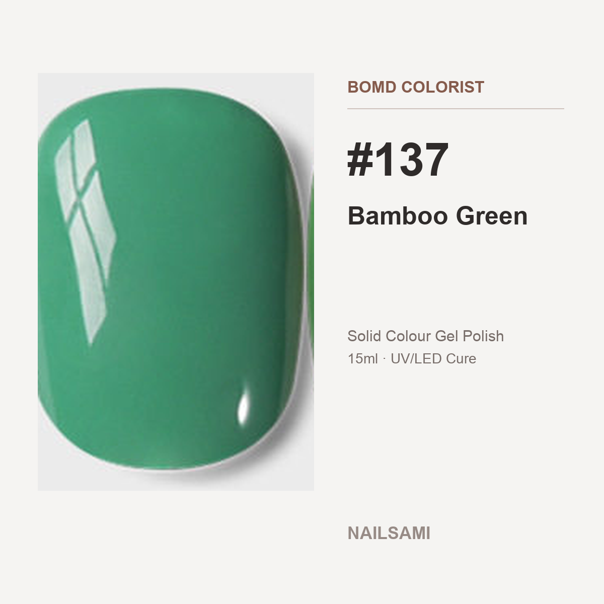 BOMD Colorist #137 Bamboo Green solid colour gel polish swatch