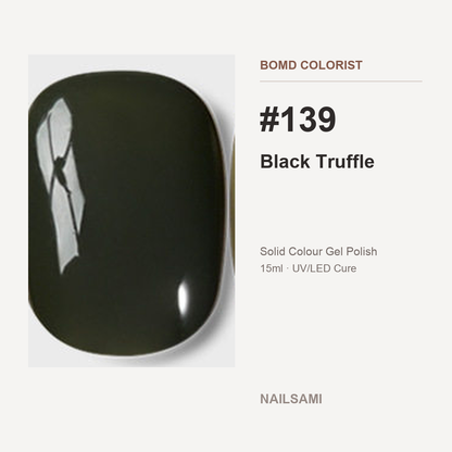 BOMD Colorist #139 Black Truffle solid colour gel polish swatch