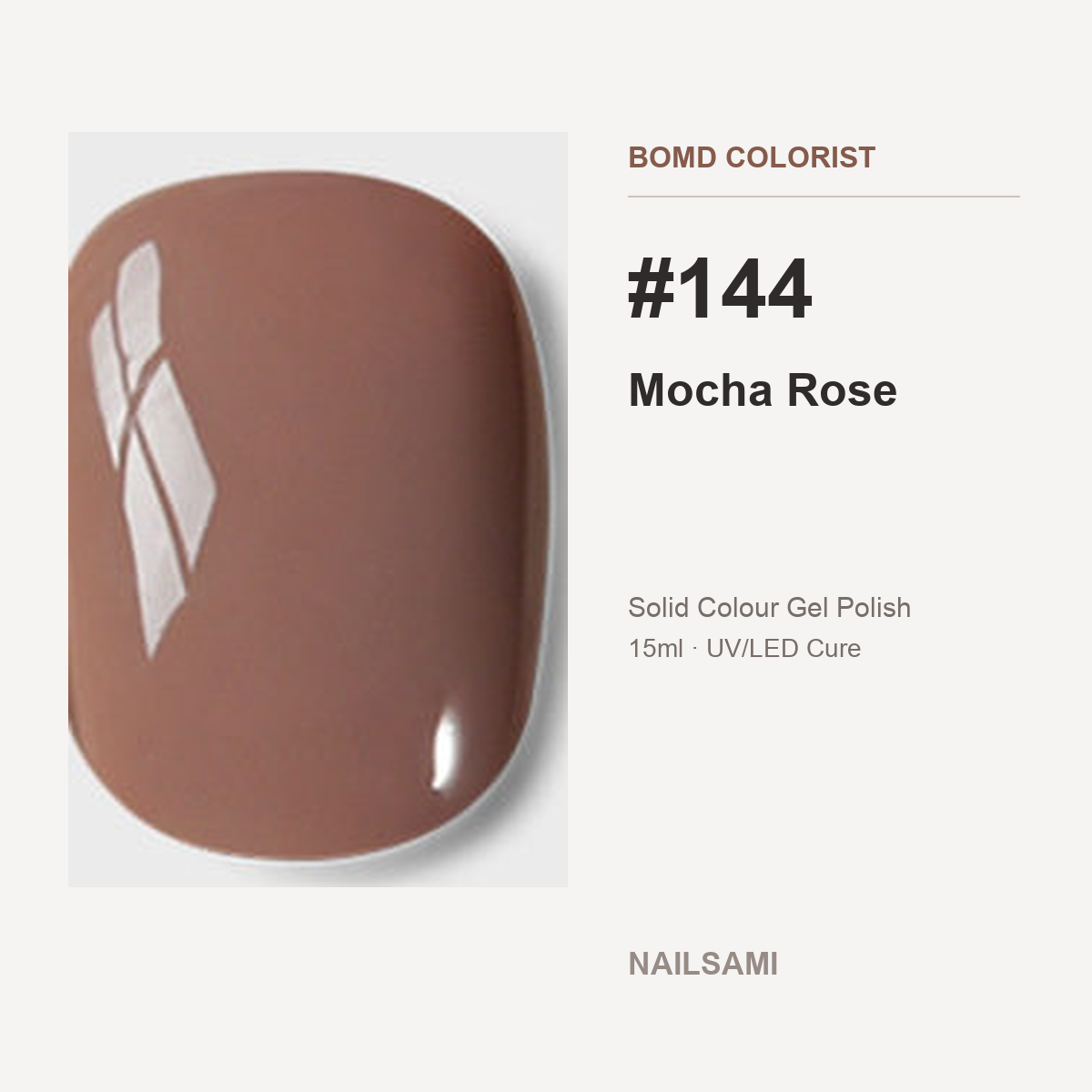 BOMD Colorist #144 Mocha Rose solid colour gel polish swatch