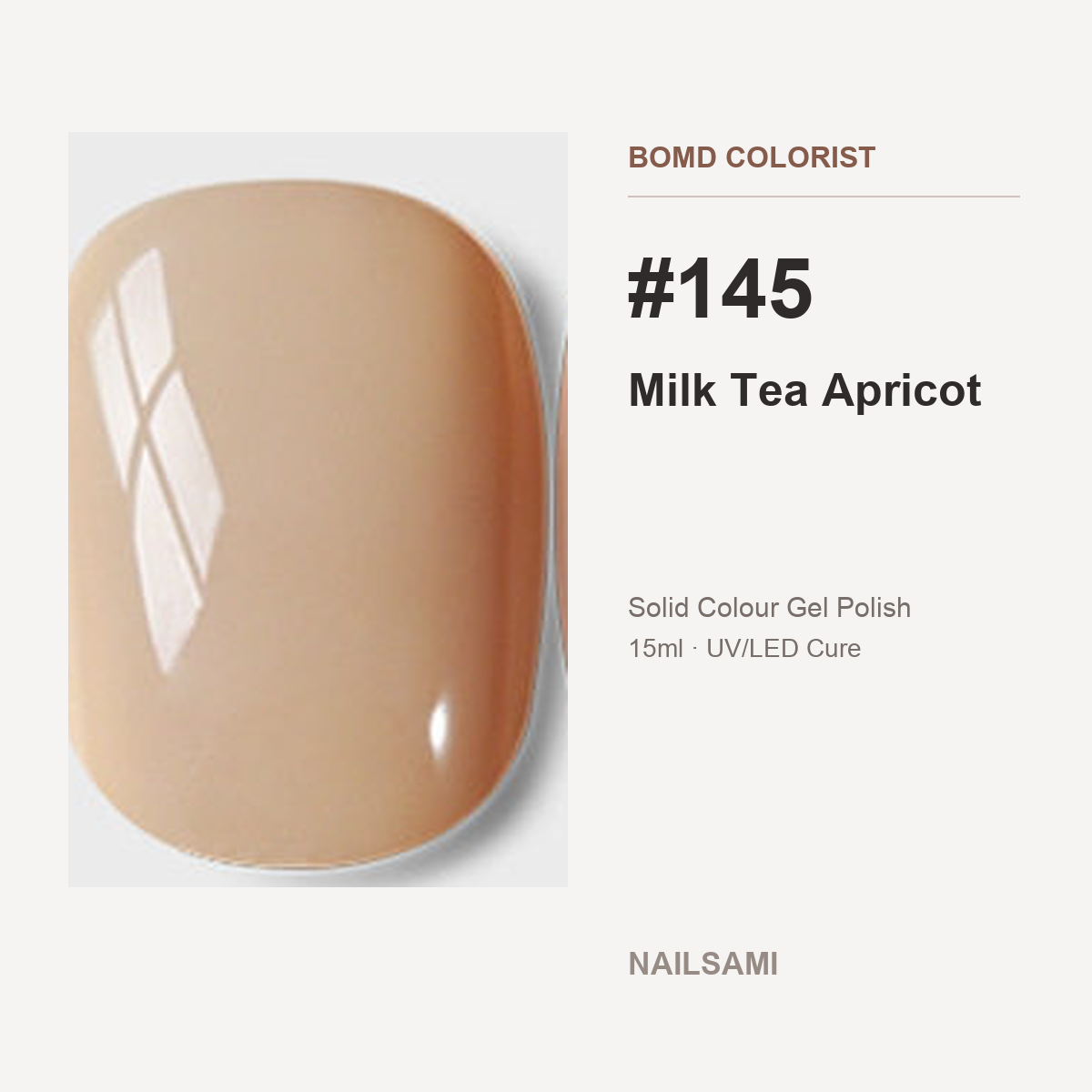 BOMD Colorist #145 Milk Tea Apricot solid colour gel polish swatch