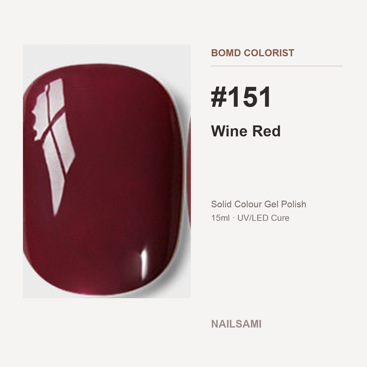 BOMD Colorist #151 Wine Red solid colour gel polish swatch