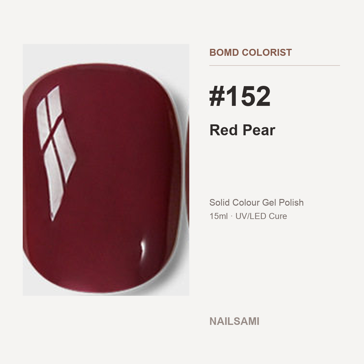 BOMD Colorist #152 Red Pear solid colour gel polish swatch