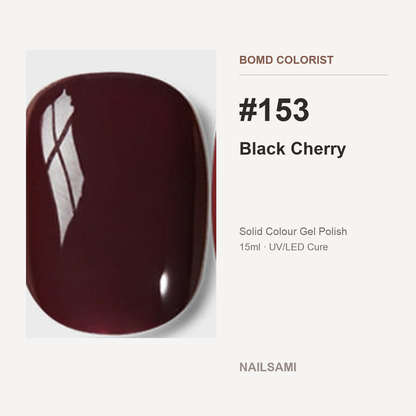 BOMD Colorist #153 Black Cherry solid colour gel polish swatch