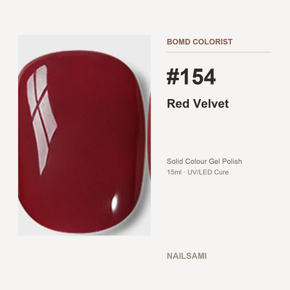 BOMD Colorist #154 Red Velvet solid colour gel polish swatch
