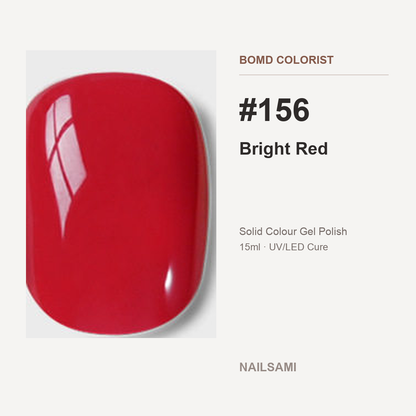 BOMD Colorist #156 Bright Red solid colour gel polish swatch