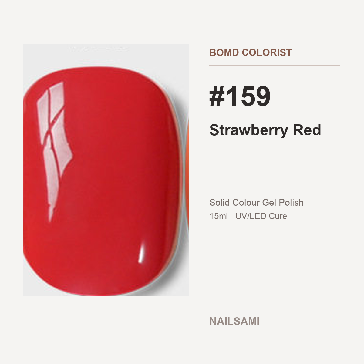 BOMD Colorist #159 Strawberry Red solid colour gel polish swatch