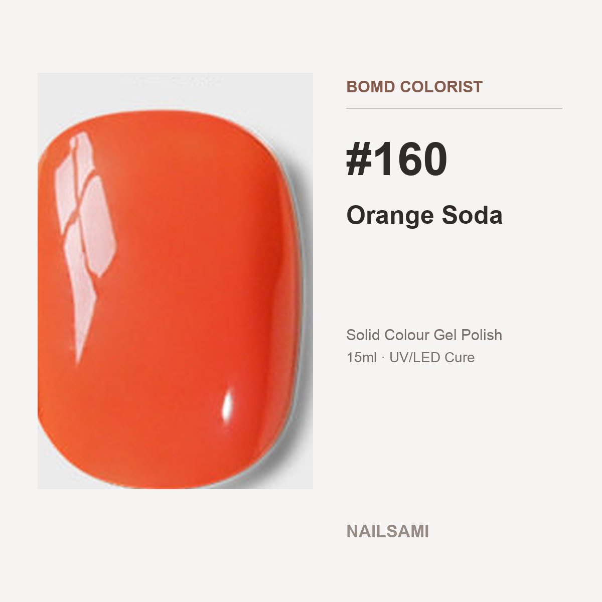 BOMD Colorist #160 Orange Soda solid colour gel polish swatch