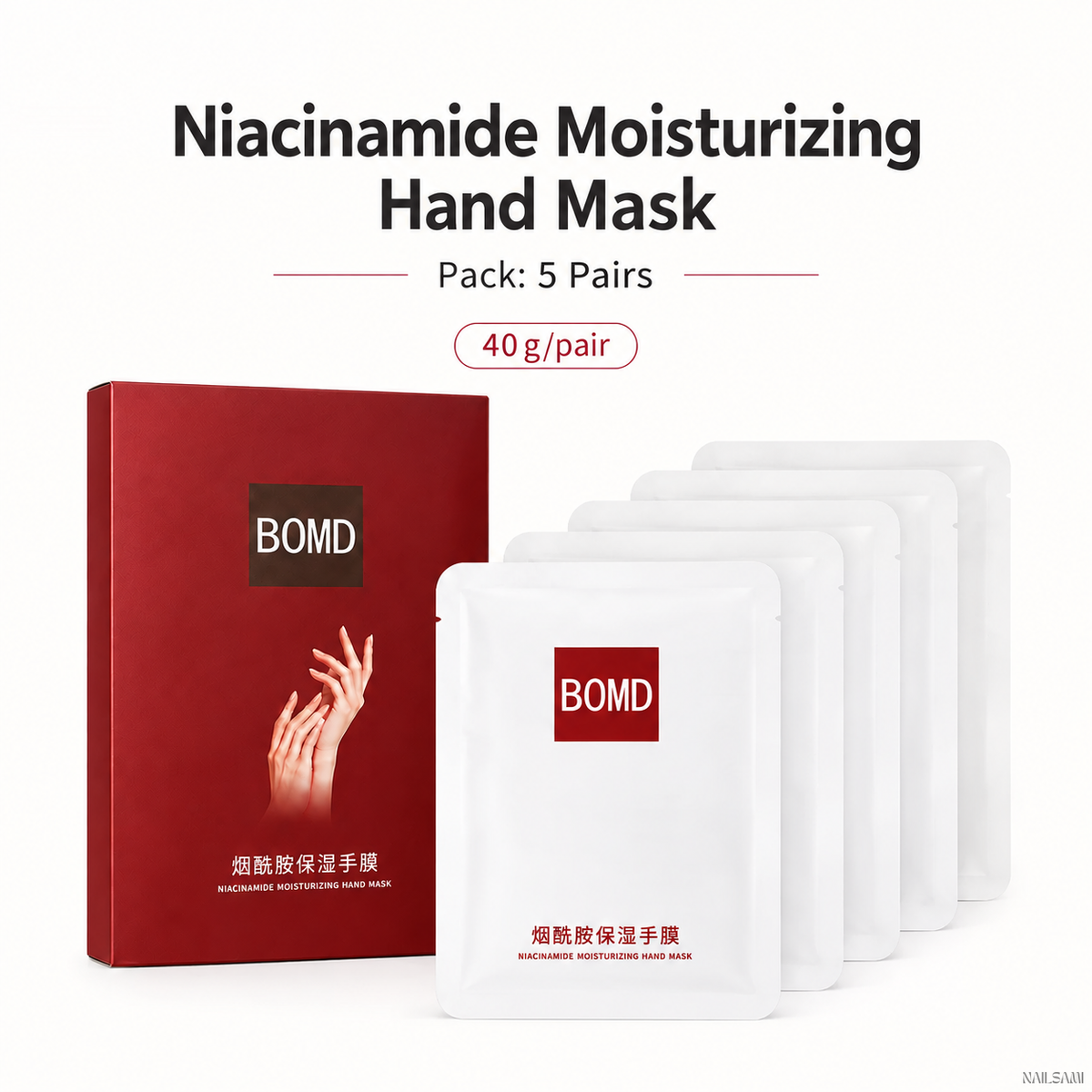 BOMD moisturizing hand mask package with five pairs