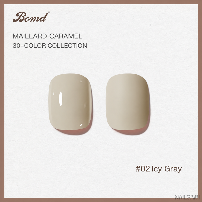 BOMD Maillard Caramel #02 Icy Gray gel polish swatch