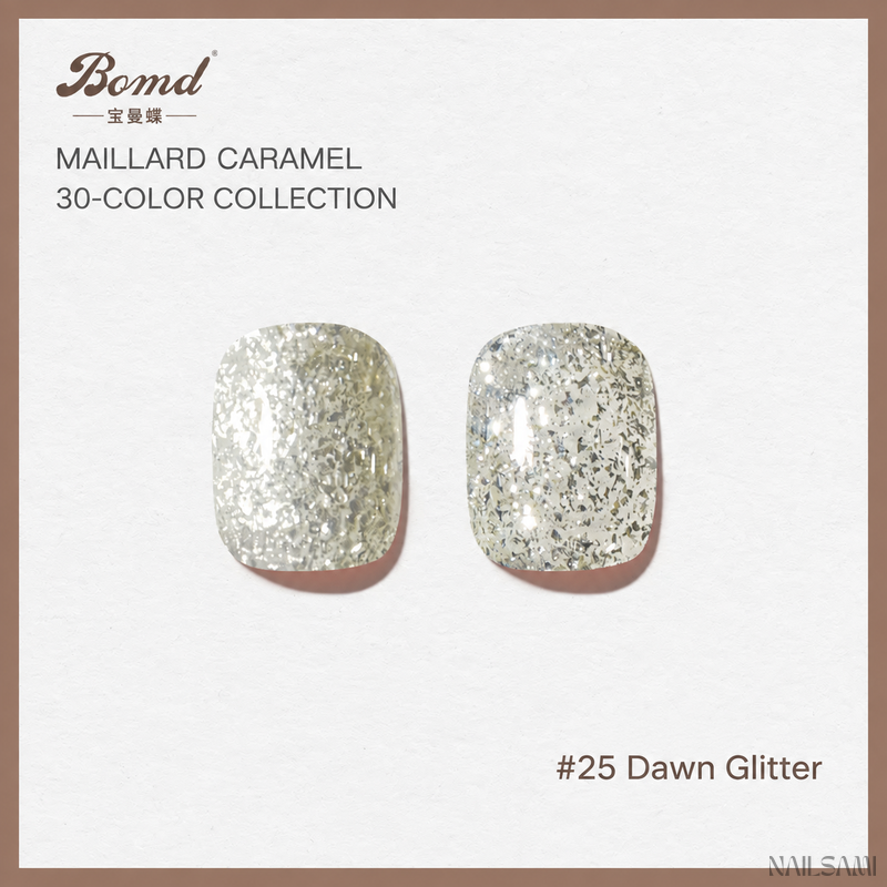BOMD Maillard Caramel #25 Dawn Glitter gel polish swatch