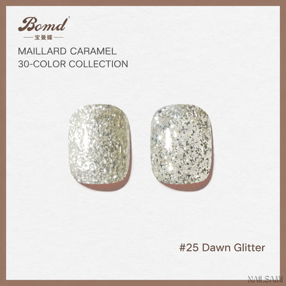 BOMD Maillard Caramel #25 Dawn Glitter gel polish swatch