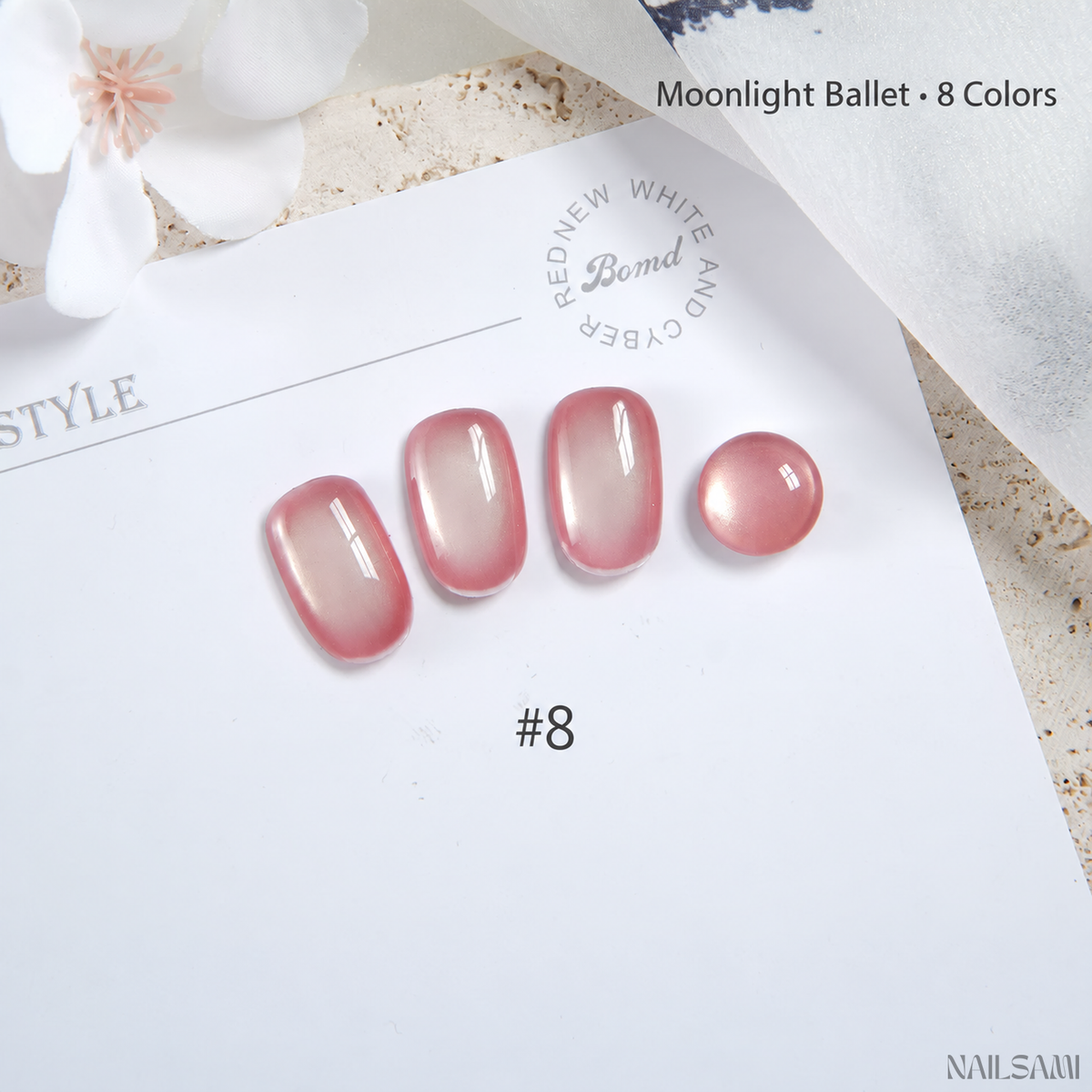 BOMD Moonlight Ballet #08 nude pink cat-eye gel swatch