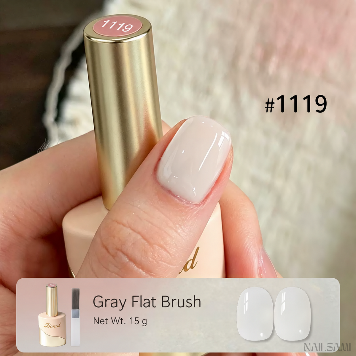 BOMD nude sheer gel polish shade #1119 Milky Nude