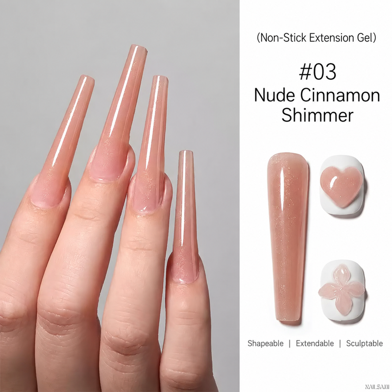 BOMD solid extension gel shade 03 Nude Cinnamon Shimmer
