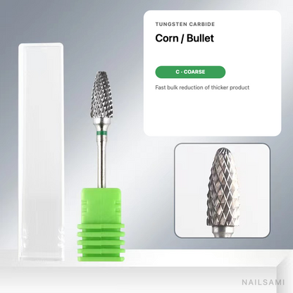 Corn tungsten carbide nail drill bit, coarse cut with green ring