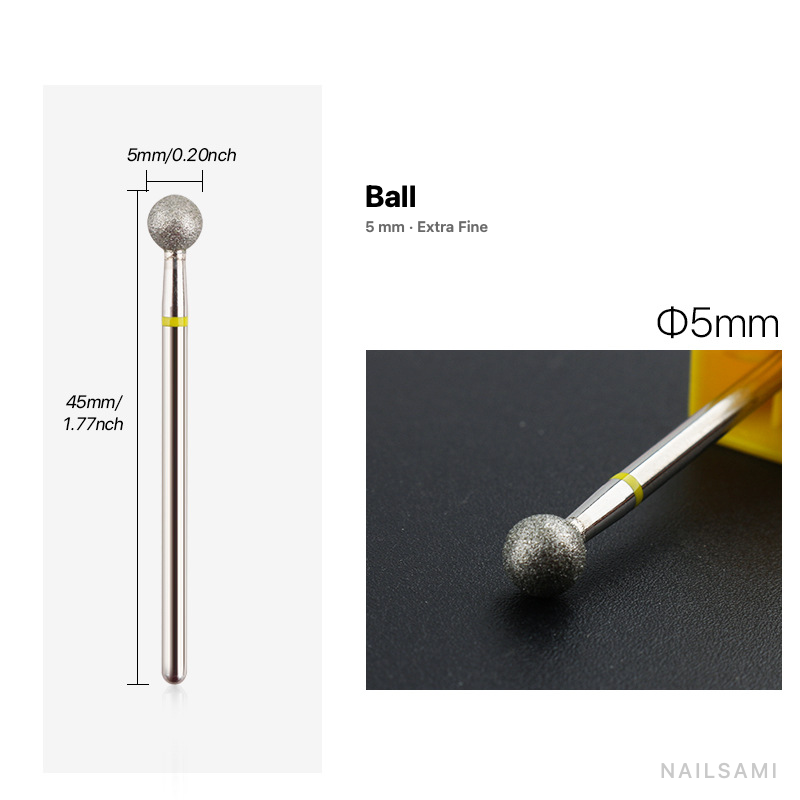 Diamond nail drill bit, ball — 5 mm — extra fine