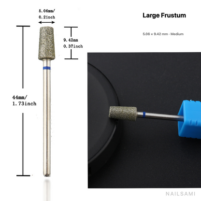 Diamond nail drill bit, large frustum — 5.06 × 9.42 mm — medium