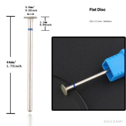 Diamond nail drill bit, flat disc — 5.8 × 1.1 mm — medium