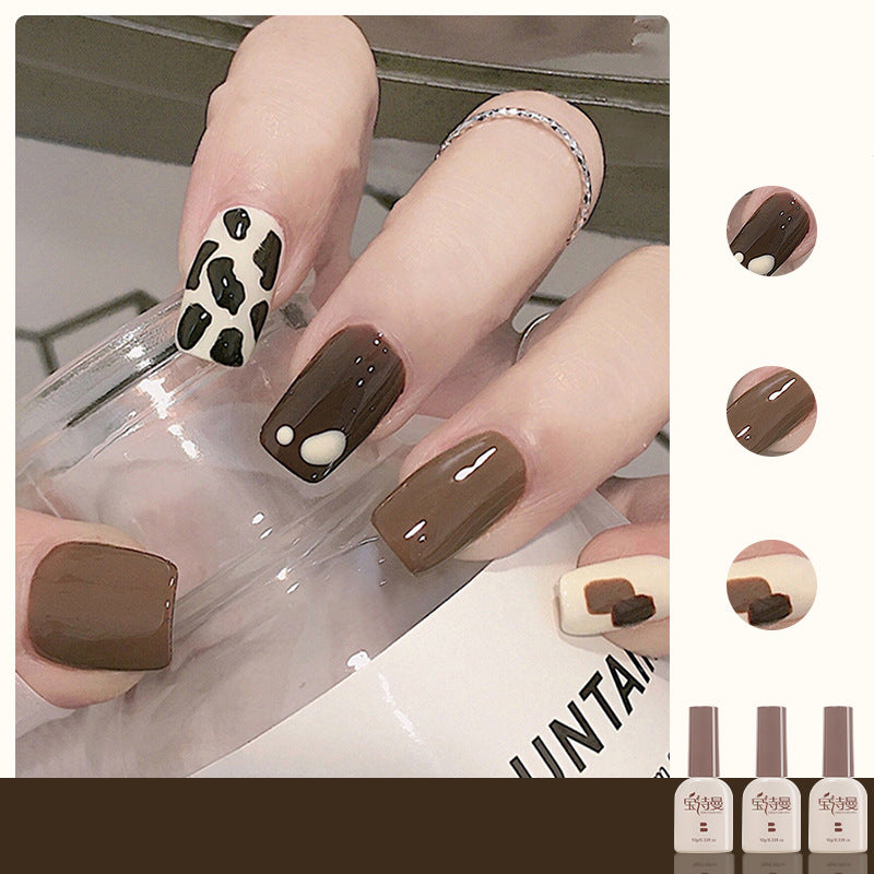 Cocoa Black Coffee + Mocha Coffee + Beige cat eye gel polish for elegant and luxurious nail designs with a cocoa black coffee base, enhanced by mocha coffee and beige for a rich and refined appearance