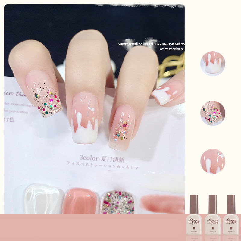 Candy Milk White + Blush Pink + Candy Star cat eye gel polish for creating delicate and enchanting nail designs with a candy milk white base, enhanced by blush pink and candy star for a soft and refined appearance