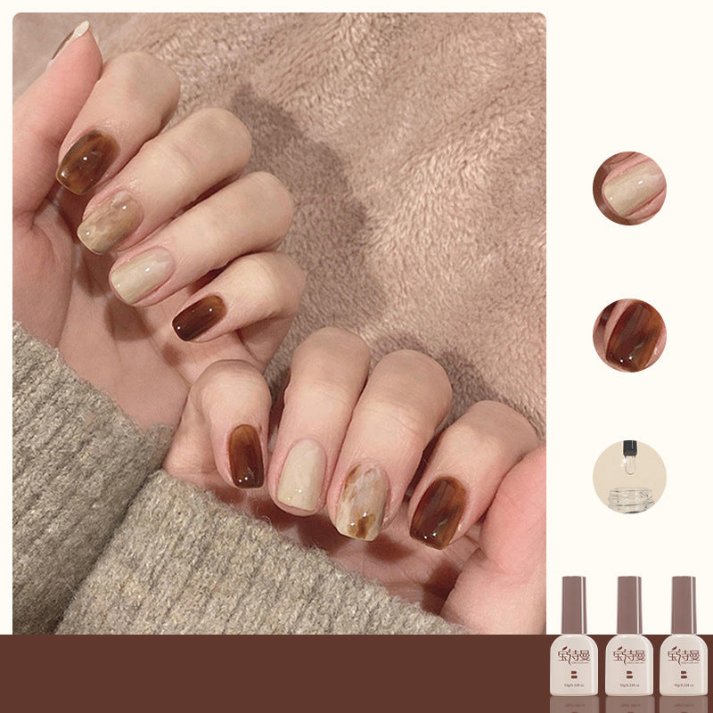 Jelly Brown Sugar + Beige + Smudging Gel cat eye gel polish for creating stunning and dynamic nail designs with a jelly brown sugar base, enhanced by beige and smudging gel for a bold and captivating appearance