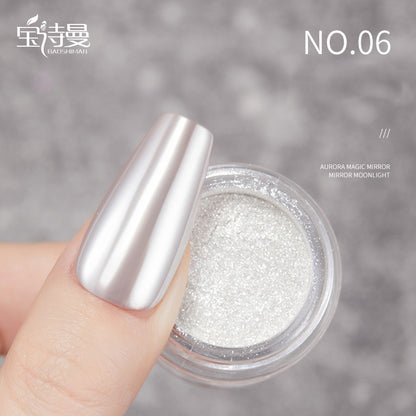 Mirror Chrome Nail Powder #06: Radiant purple mirror chrome nail powder #06, provides a lush, vibrant purple chrome finish. Perfect for creating a statement nail look with a durable and intense metallic shine.