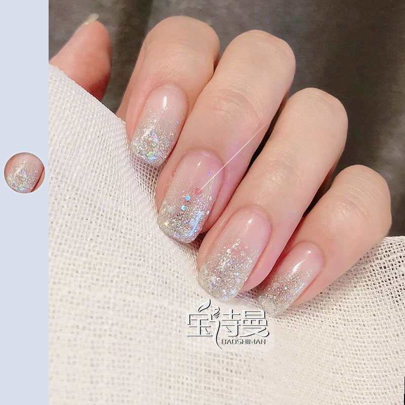 Summer Glitter Gel Polishes Starry Silver for sparkling silver glitter nail art with a starry night look