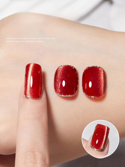 Cat eye gel polish 08 for vibrant nail art featuring a deep red cat eye shimmer, perfect for making a bold statement