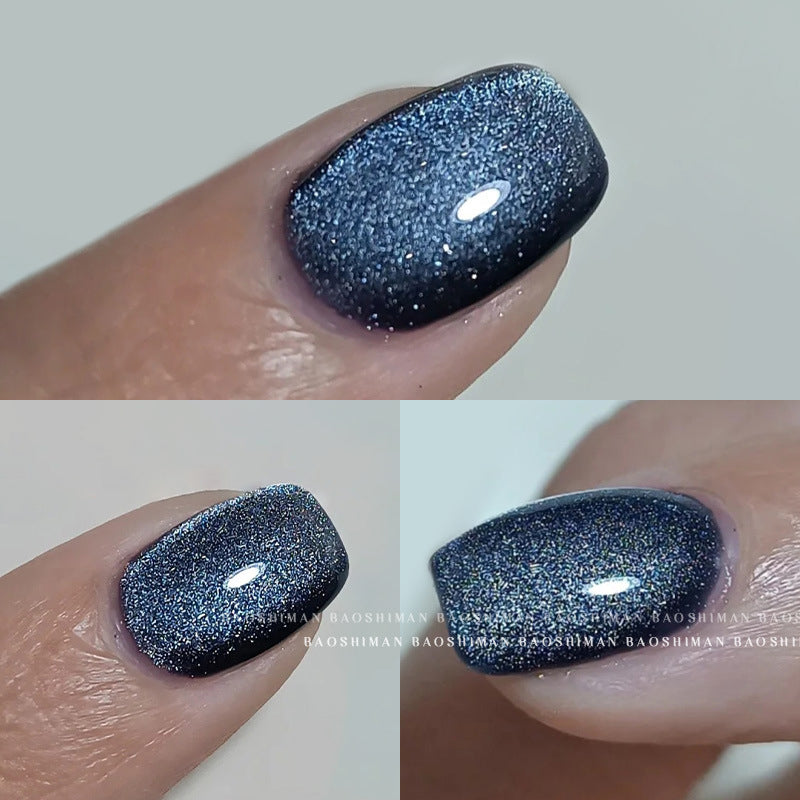 Cat eye nail polish Blue Mineral for vibrant and dynamic nail designs featuring a rich blue mineral cat eye shimmer, ideal for standout and captivating looks