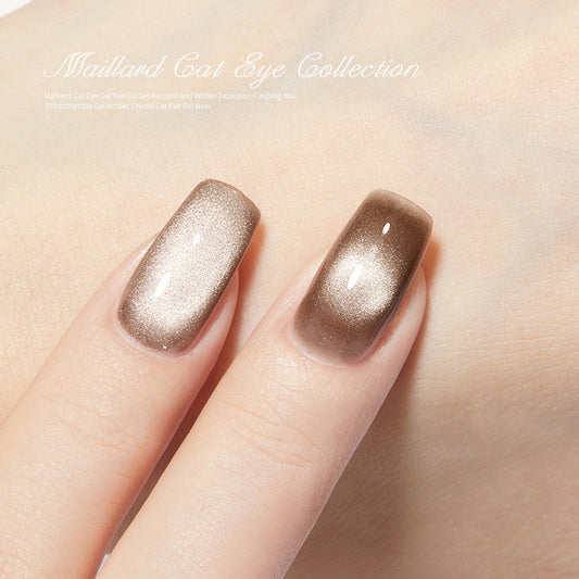 Cat eye gel polish 01 for creating sophisticated and elegant nail designs with a soft taupe cat eye shimmer, perfect for a refined and polished look