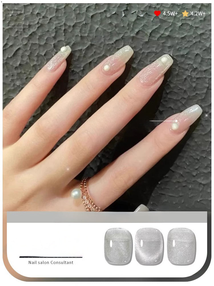 Transparent Nude Crystal Cat Eye cat eye gel polish for creating subtle and natural nail art with a transparent nude cat eye effect, ideal for a delicate and refined look