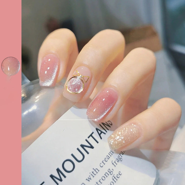 Nude Pink Crystal Cat Eye cat eye gel polish for elegant and refined nail designs with a nude pink cat eye effect, ideal for a polished and sophisticated appearance