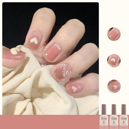 Jade Shy Color + Transparent Pink Purple + Pure White cat eye gel polish for sophisticated and enchanting nail art with a jade shy color base, accented by transparent pink purple and pure white for a refined look