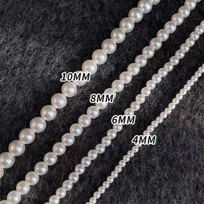White pearl-style bead strands in 4, 6, 8 and 10 millimetre sizes