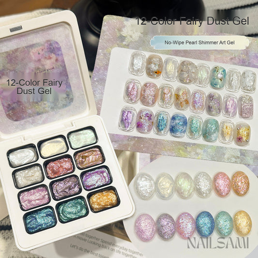 NAILSAMI Fairy Dust Pearl Art Gel Palette - 12 Colors - image 1