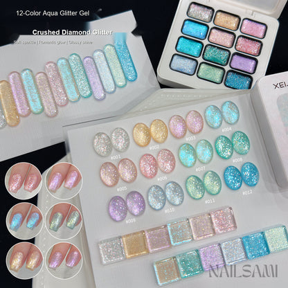 NAILSAMI Aqua Glitter Gel Palette - 12 Colors - image 1
