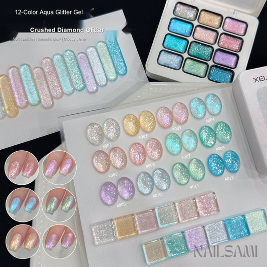 NAILSAMI Aqua Glitter Gel Palette - 12 Colors - image 1