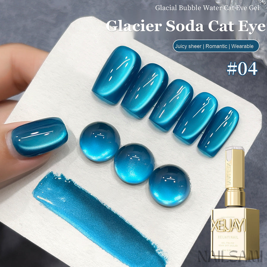 Xeijayi Glacier Soda Blue Glass Bead Cat Eye Gel