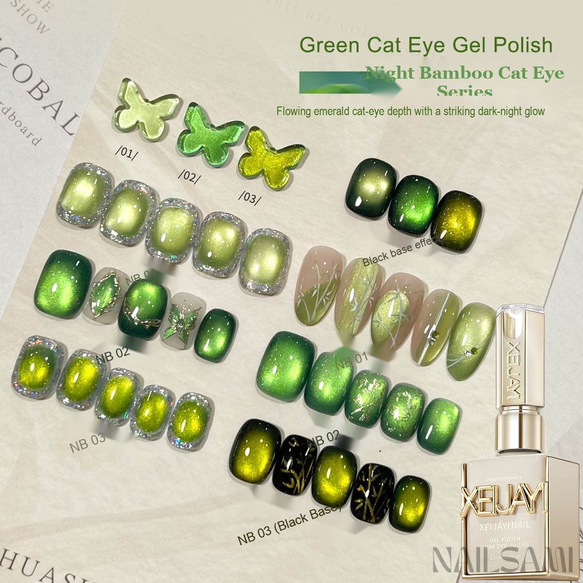 Xeijayi Night Bamboo Emerald Cat Eye Gel - 3 Colors – NAILSAMI