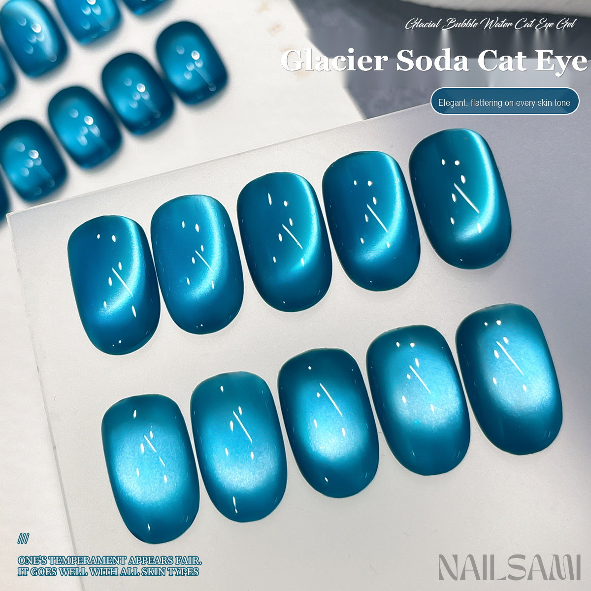 NAILSAMI Glacier Soda Blue Glass Bead Cat Eye Gel - image 2