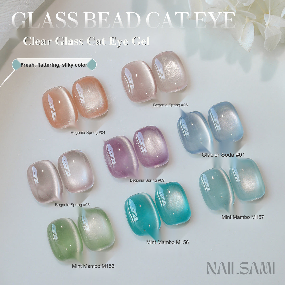 NAILSAMI Clear Glass Bead Cat Eye Gel - 8 Colors - image 2