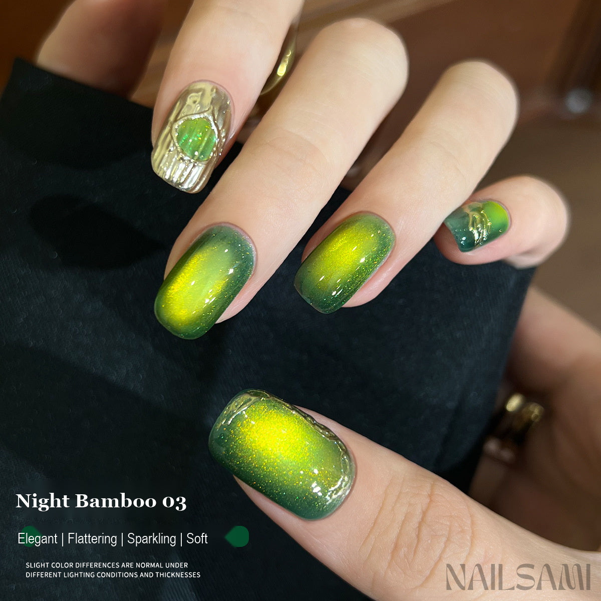 NAILSAMI Night Bamboo Emerald Cat Eye Gel - 3 Colors - image 3