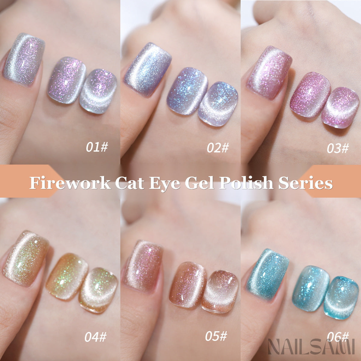 NAILSAMI Firework Crystal Cat Eye Gel - 6 Colors - image 3
