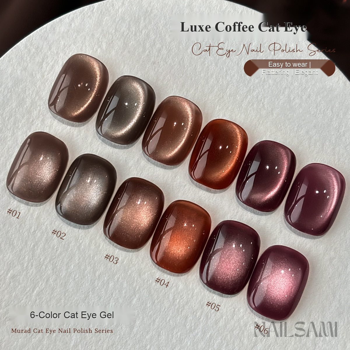 NAILSAMI Luxe Coffee Glass Bead Cat Eye Gel - 6 Colors - image 4